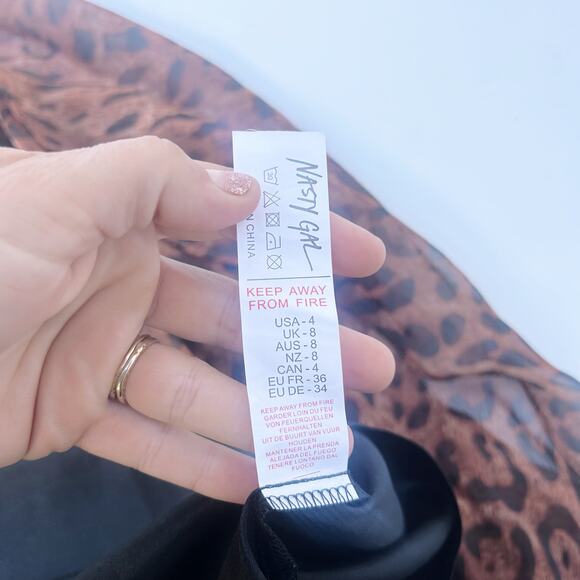 New Nasty Gal Black Magic Leopard Chiffon Ruffle Maxi Dress Long 4 Brown Formal - Picture 8 of 10